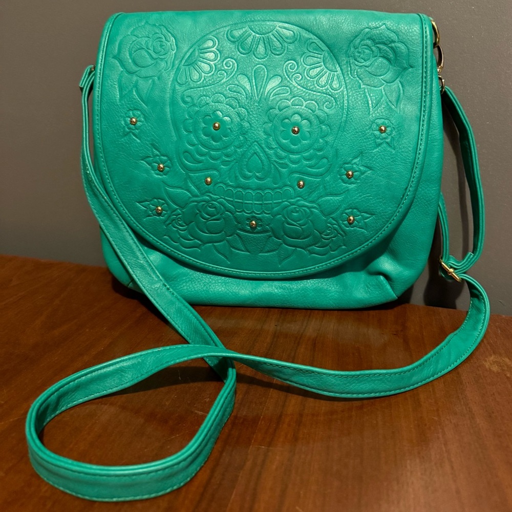 Loungefly Purse, Teal Sugar Skull bag